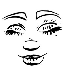 Emotion emoticon - black vector illustration - fun face