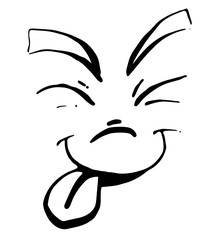 Emotion emoticon - black vector illustration - fun face