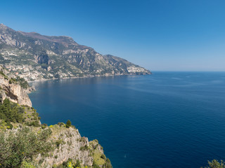 Fototapeta na wymiar Italy, may 2019: amazing view of the Amalfi Coast of Tyrrhenian Sea (Campania)