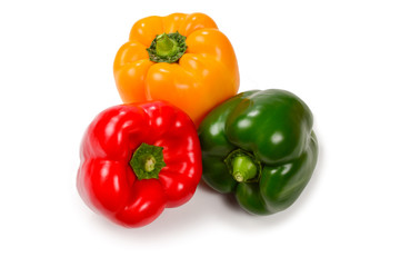 Group of bell peppers isolated on white background.
