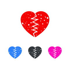 Red broken heart icon isolated. Vector illustration