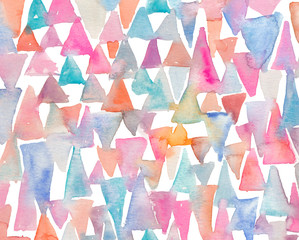 Abstract Painted Colorful Triangles Background. Watercolor Triangles Background
