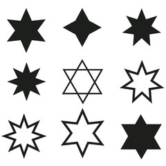 icon star black and linear, vector illustration