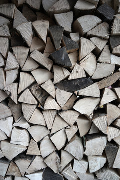 Firewood logs neatly stacked