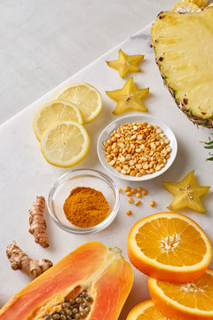 Healthy Organic Food by Color Group Yellow Orange