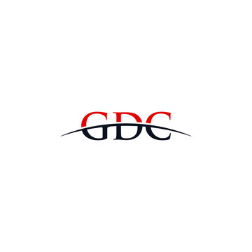 Initial letter GDC, overlapping movement swoosh horizon logo company design inspiration in red and dark blue color vector