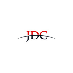 Initial letter JDC, overlapping movement swoosh horizon logo company design inspiration in red and dark blue color vector - obrazy, fototapety, plakaty