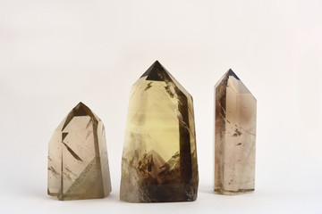 Three crystals  on white background