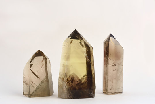 Three crystals  on white background