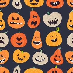 Abstract colorful Halloween,illustration background. Seamless Halloween Pattern with Pumpkins