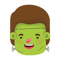 cute little boy head with frankenstein costume