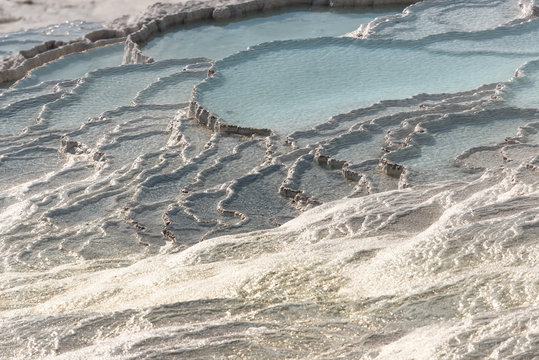 Steamy spring water in limestone