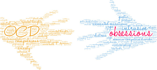 Obsessions Word Cloud on a white background. 