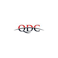 Initial letter QDC, overlapping movement swoosh horizon logo company design inspiration in red and dark blue color vector