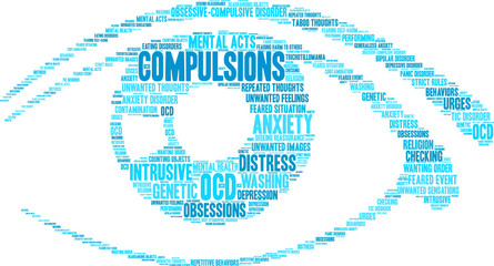 Compulsions Word Cloud on a white background. 