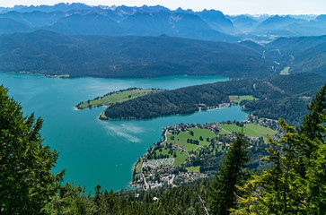 View over Lake Walchen in Bayern, Germany