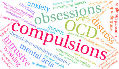 Fototapeta premium Compulsions word cloud on a white background. 