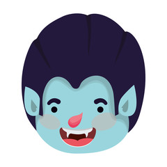 cute little boy head with dracula costume