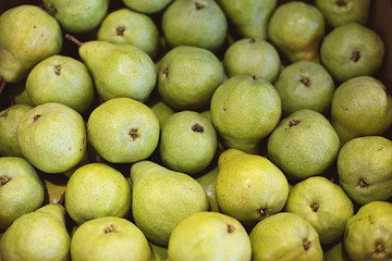 Close up of fresh fruit and vegetables at a market in Melbourne Australia - pears