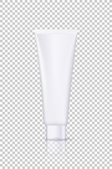 White perfume cream tube with mirror reflection isolated on transparent background.