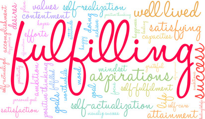 Fulfilling Word Cloud on a white background. 