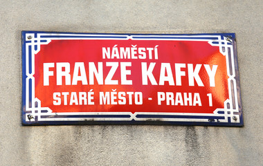 Street name of Kafky also called Franz Kafka  in Prague Europe