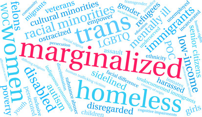 Fototapeta premium Marginalized Word Cloud on a white background. 
