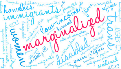 Marginalized Word Cloud on a white background. 
