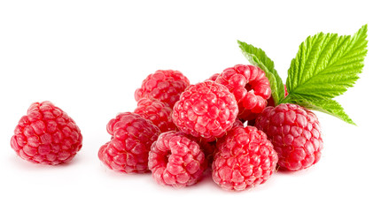 raspberries with mint leaf closeup