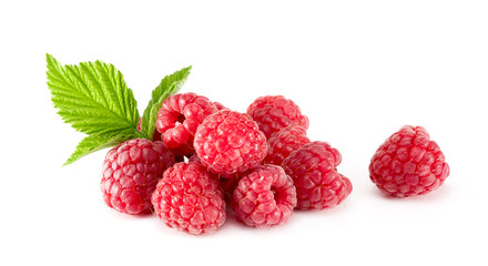 raspberries with mint leaf closeup