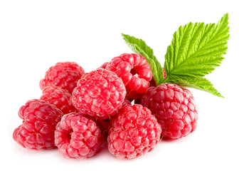 raspberries with mint leaf closeup