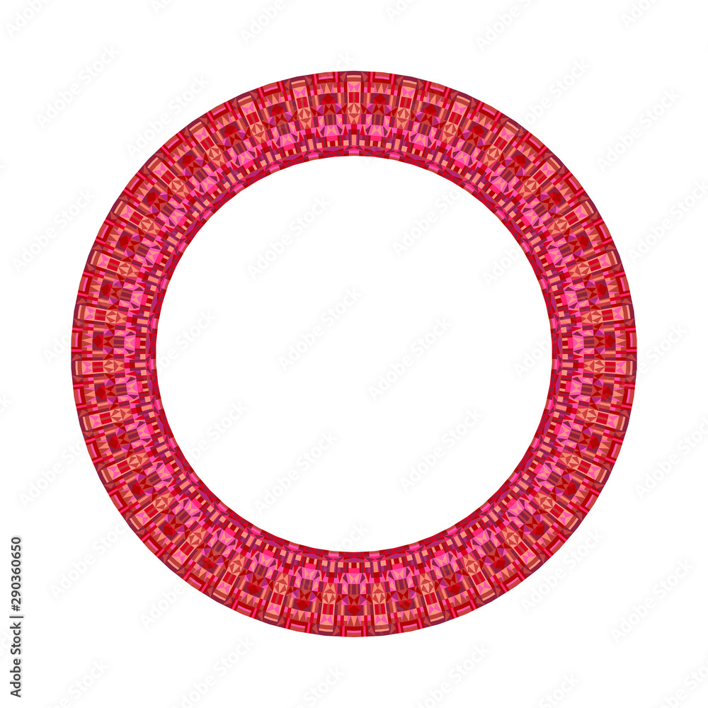 Poster tiled mosaic circular wreath - geometrical abstract ornamental colorful vector design element