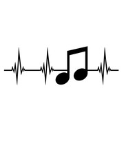 musiknote herzschlag puls frequenz zeichen party musik feiern band konzert club disko techno rock symbol s&auml;nger trance dance tanzen ausgehen shirt team crew freunde