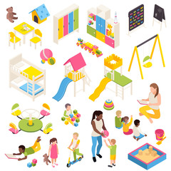 Kindergarten Isometric Elements Collection