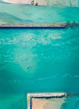Aerial view of a canoeist