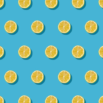 Lemon Pattern on Yellow Background