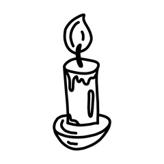 candle doodle. hand drawn style. whute background.