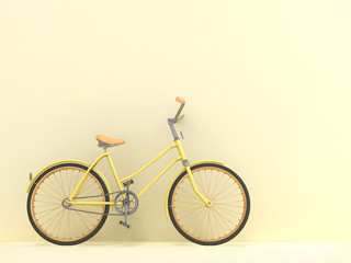 Old bike against the wall. 3d rendering.