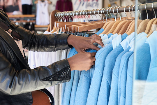 Female fashionate shopping clothes.