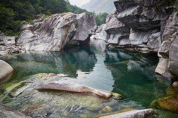 valle verzasca clear river valley