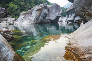 valle verzasca clear river valley