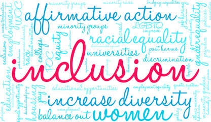 Inclusion Word Cloud on a white background. 