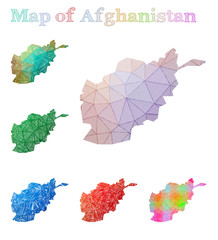 Hand-drawn map of Afghanistan. Colorful country shape. Sketchy Afghanistan maps collection. Vector illustration.