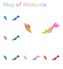 Hand-drawn map of Malaysia. Colorful country shape. Sketchy Malaysia maps collection. Vector illustration.