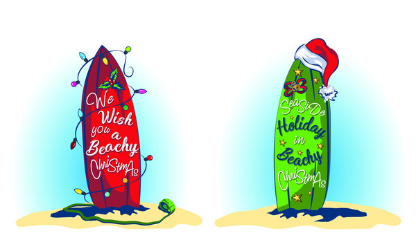 Christmas greeting card with beach Slippers in Christmas new year decor, celebrate Christmas on the beach, Wish you a merry Christmas on the beach,