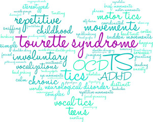 Tourette Syndrome Word Cloud on a white background. 