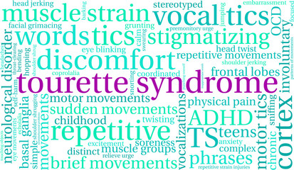 Fototapeta premium Tourette Syndrome Word Cloud on a white background. 