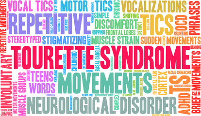 Tourette Syndrome Word Cloud word cloud on a white background .