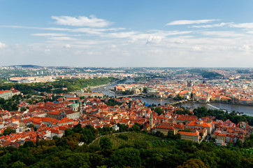 Fototapeta na wymiar panoramic view from Petrin Lookout Tower, Prague