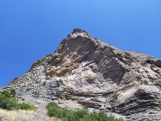 High mountain against a clear blue sky
